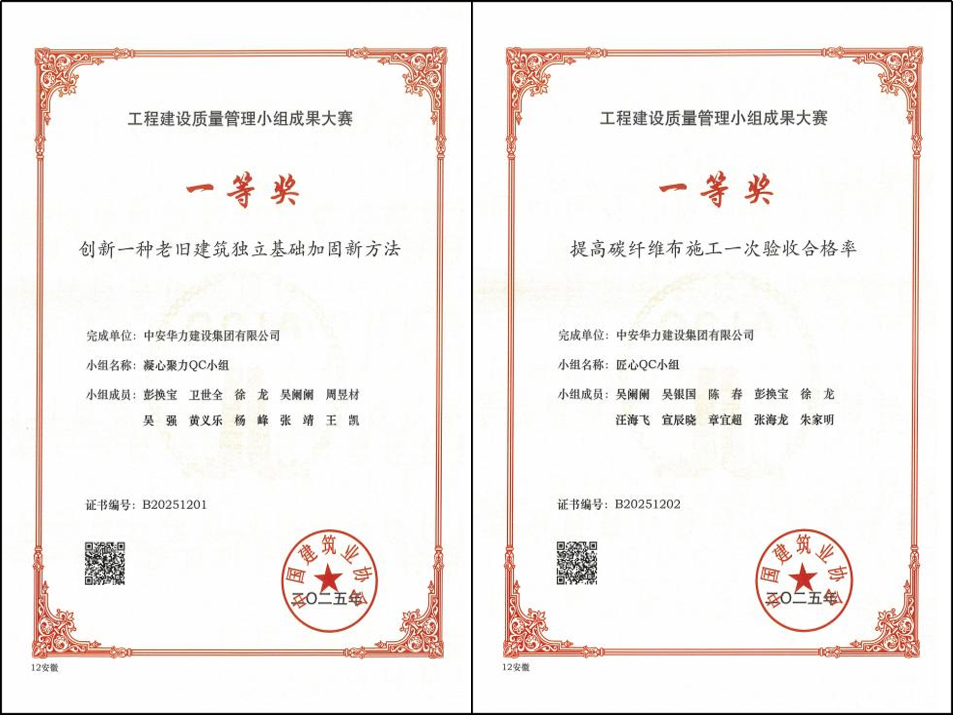 再创佳绩！集团荣获中国工程建设质量管理小组成果大赛两项一等奖！