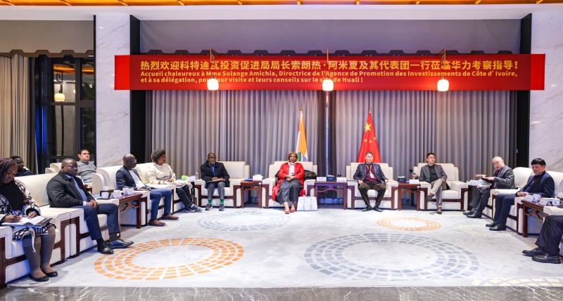 科特迪瓦国家投资促进局局长索朗热·阿米夏率代表团到华力考察交流